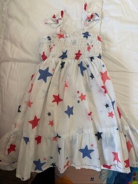 Cat & Jack White Star Print Sundress - Red & Blue